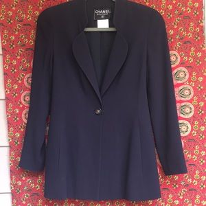 CHANEL Navy Blue Blazer//One Button Closure//Legit